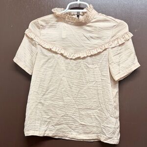 H&M Cream Ruffle Trim Blouse